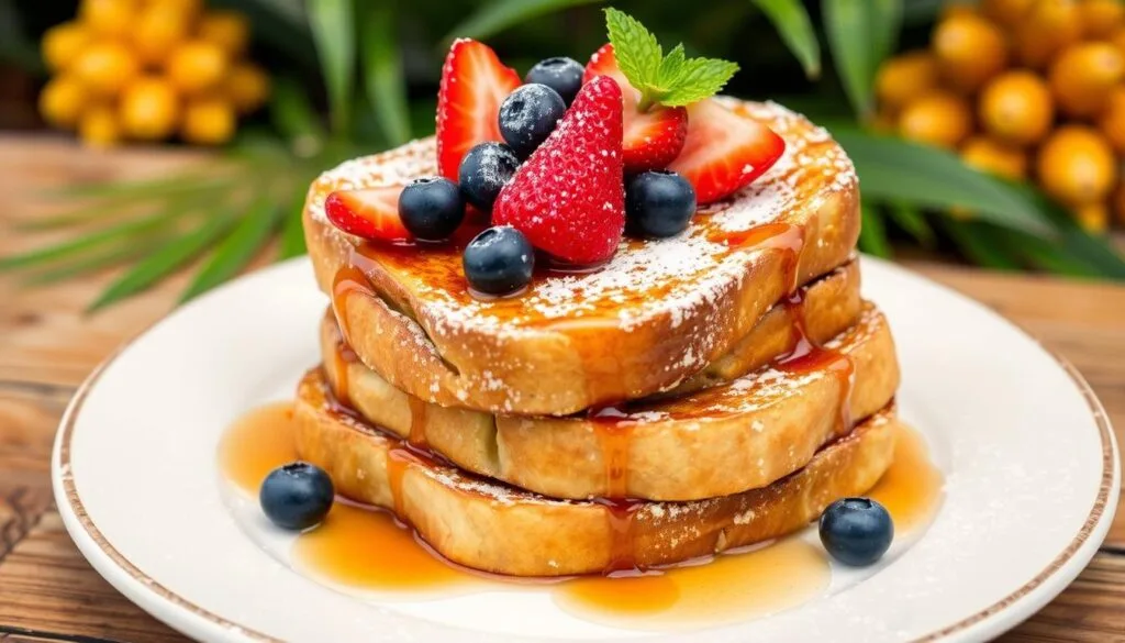 Hawaiian Roll French Toast with toppings Hawaiian Roll French Toast with toppings
