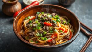 Mongolian Ground Beef Noodles