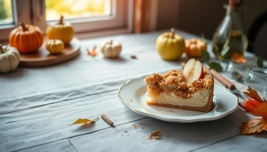 serving apple crumble cheesecake serving apple crumble cheesecake